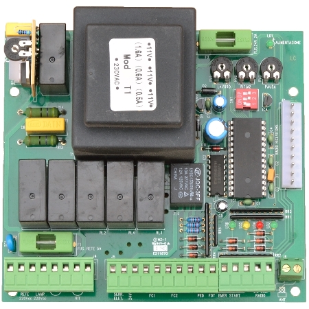 Řídící elektronika univerzální C230, vč. rozvaděče - boxu IP55, 230V, analogová pro 1/2motory (křídlové brány, posuvné brány, závory, aj.) s možností osazení přijímačem 433MHz