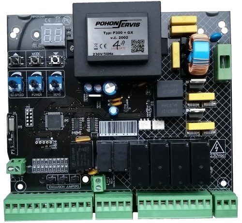 Digitální řídící elektronika P300 s displejem, 230V, vč. přijímače GX a boxu IP 66, procesorová pro 2 motory (křídlové brány). 